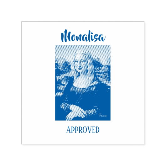 Grappige Mona Lisa Parodie Kunst Zelfinktende Stempel (Design)