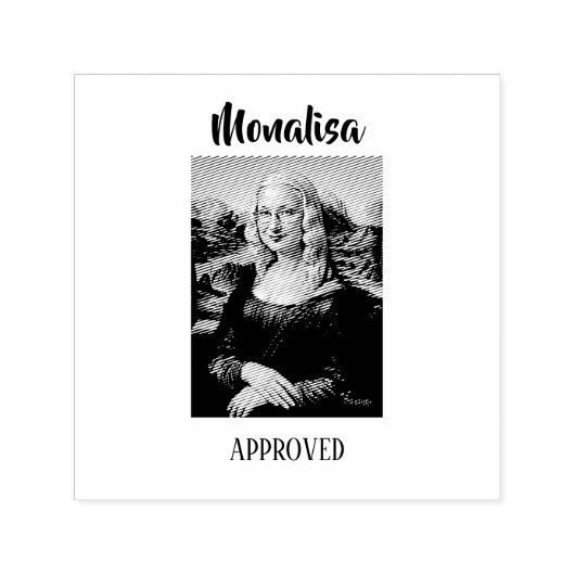 Grappige Mona Lisa Parodie Kunst Zelfinktende Stempel (Design)