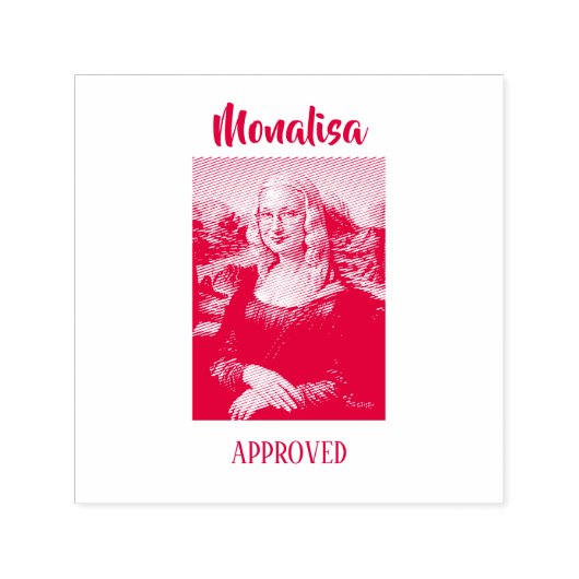 Grappige Mona Lisa Parodie Kunst Zelfinktende Stempel (Design)