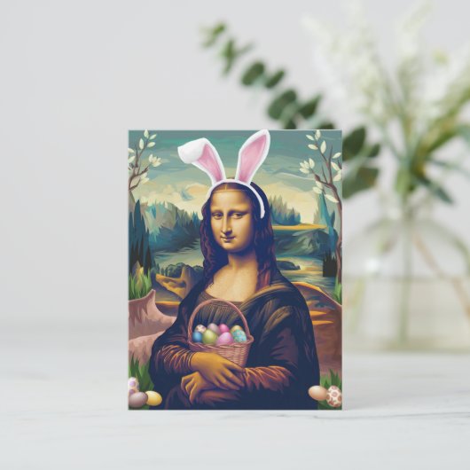 Grappige Mona Lisa Pasen Briefkaart (Staand voorkant)