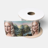 Grappige Mona Lisa Satijnen Lint (Spoel)