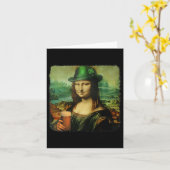Grappige Mona Lisa St. Patricks Day Shamrock Pet L Kaart (Gele Bloem)
