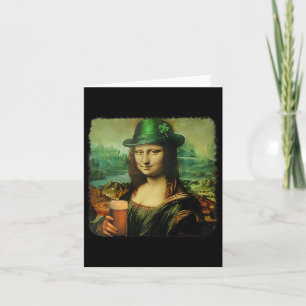 Grappige Mona Lisa St. Patricks Day Shamrock Pet L Kaart