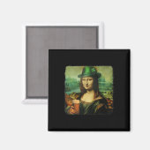 Grappige Mona Lisa St. Patricks Day Shamrock Pet L Magneet (Voorkant / Achterkant)