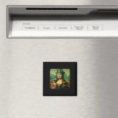 Grappige Mona Lisa St. Patricks Day Shamrock Pet L Magneet (Insitu (Vaatwasser))