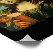 Grappige Mona Lisa St. Patricks Day Shamrock Pet L Poster (Hoek)