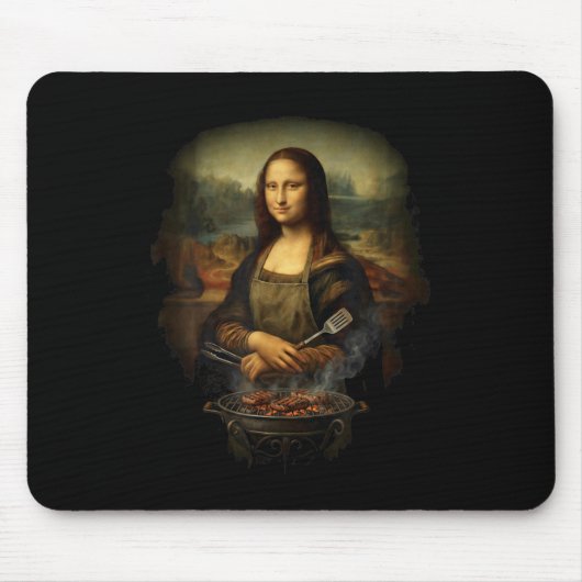 Grappige Mona Lisa Tmaster Bbq Smoker Grill Feest Muismat (Voorkant)