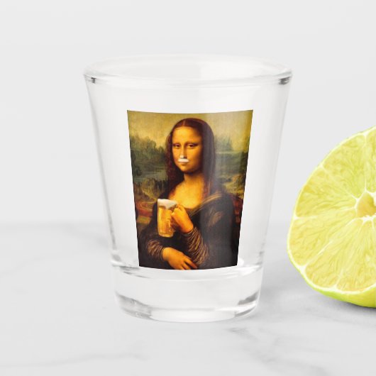 Grappige Mona Lisa Uniek Cadeau Bierliefhebber Shot Glas (Voorkant)