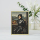 Grappige Mona Lisa Zwarte Ridder Briefkaart (Staand voorkant)