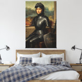Grappige Mona Lisa Zwarte Ridder Canvas Afdruk (Insitu (Slaapkamer))