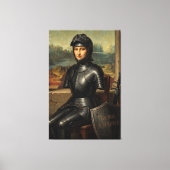 Grappige Mona Lisa Zwarte Ridder Canvas Afdruk (Voorkant)