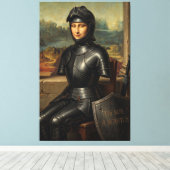 Grappige Mona Lisa Zwarte Ridder Canvas Afdruk (Insitu (Houten vloer))