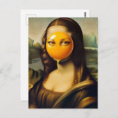 Grappige Mona met ei op haar gezicht haar ogen Briefkaart (Voorkant / Achterkant)