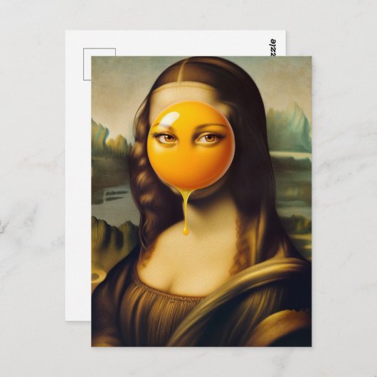 Grappige Mona met ei op haar gezicht haar ogen Briefkaart (Voorkant / Achterkant)