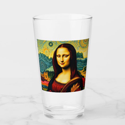Grappige Mona Van Gogh stijl Lisa Glass Cup Glas (Voorkant)