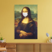 Grappige Monalisa Draagt Coronavirus Mondkapje Canvas Afdruk (Insitu (Woonkamer))