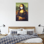 Grappige Monalisa Draagt Coronavirus Mondkapje Canvas Afdruk (Insitu (Slaapkamer))