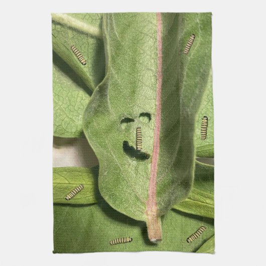 Grappige Monarch Butterfly Caterpillar Theedoek (Verticaal)