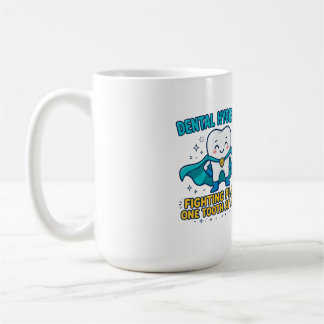 Grappige mondhygiënist strijd tegen tandplak koffi koffiemok
