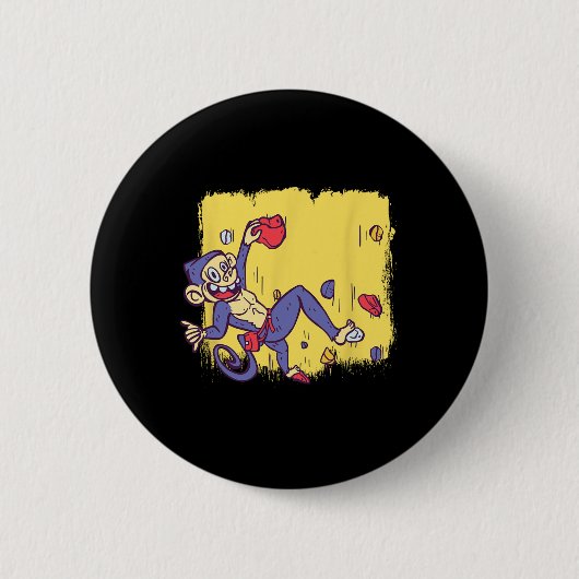 Grappige Monkey Boulderen En Klimmen Ronde Button 5,7 Cm (Voorkant)