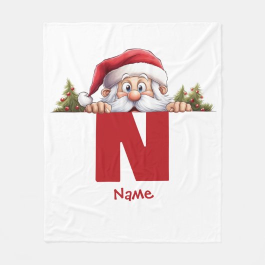 Grappige Monogram Familie Kerstmis Custom Rode Ker Fleece Deken (Voorkant)