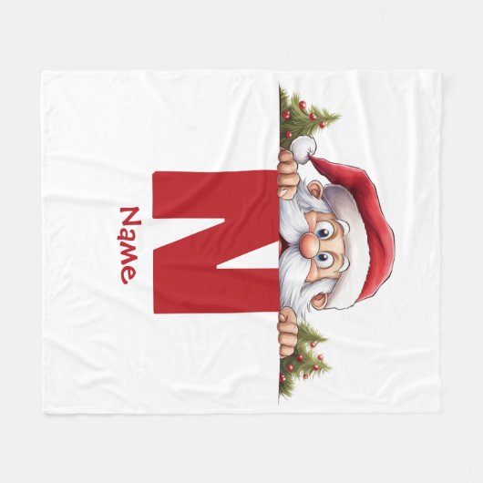 Grappige Monogram Familie Kerstmis Custom Rode Ker Fleece Deken (Voorkant (Horizontaal))