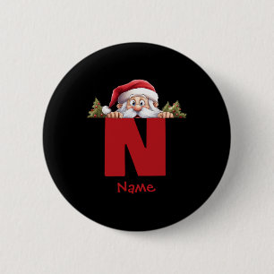 Grappige Monogram Familie Kerstmis Rode Kerstman T Ronde Button 5,7 Cm