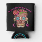 Grappige monogram suiker schedel blikjeskoeler (Voorkant)