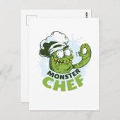 Grappige Monster Chef Kraken Octopus Monster op Ma Briefkaart (Voorkant / Achterkant)