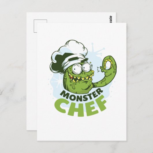 Grappige Monster Chef Kraken Octopus Monster op Ma Briefkaart (Voorkant / Achterkant)