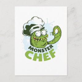 Grappige Monster Chef Kraken Octopus Monster op Ma Briefkaart