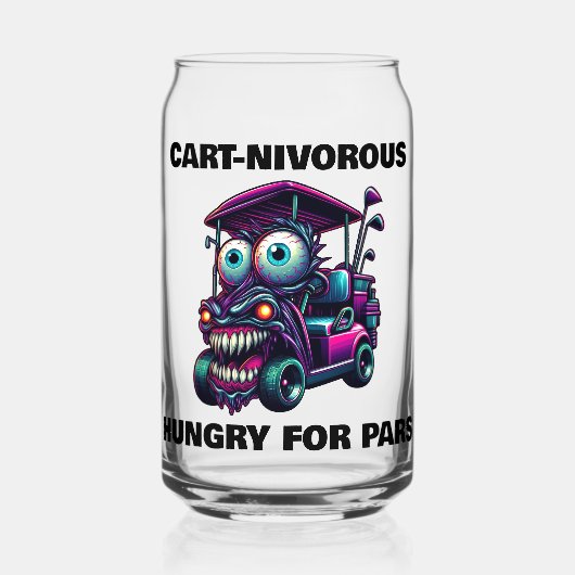 Grappige Monster Golf Cart Gift Sport Fans Blikvorm Glas (Achterkant)