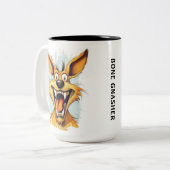 Grappige Monster Hond: Bone Gnasher Tweekleurige Koffiemok (Voorkant links)