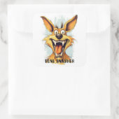 Grappige Monster Hond: Bone Gnasher Vierkante Sticker (Tas)