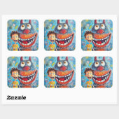 Grappige Monster Hond: Ghoulish Growling Hound Vierkante Sticker (Vel)