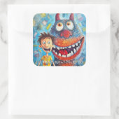 Grappige Monster Hond: Ghoulish Growling Hound Vierkante Sticker (Tas)