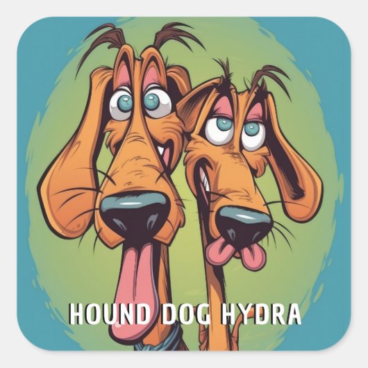 Grappige Monster Hond: Hond Hydra Vierkante Sticker (Voorkant)