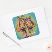 Grappige Monster Hond: Hond Hydra Vierkante Sticker (Envelop)