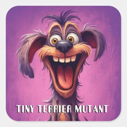 Grappige Monster Hond: Kleine Terriër Mutant Vierkante Sticker (Voorkant)