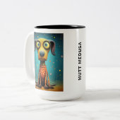Grappige Monster Hond: Mutt Medusa Tweekleurige Koffiemok (Voorkant links)