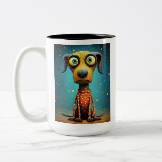 Grappige Monster Hond: Mutt Medusa Tweekleurige Koffiemok (Links)