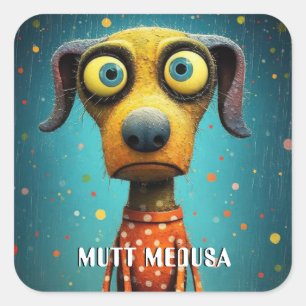 Grappige Monster Hond: Mutt Medusa Vierkante Sticker