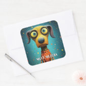 Grappige Monster Hond: Mutt Medusa Vierkante Sticker (Envelop)