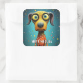 Grappige Monster Hond: Mutt Medusa Vierkante Sticker (Tas)