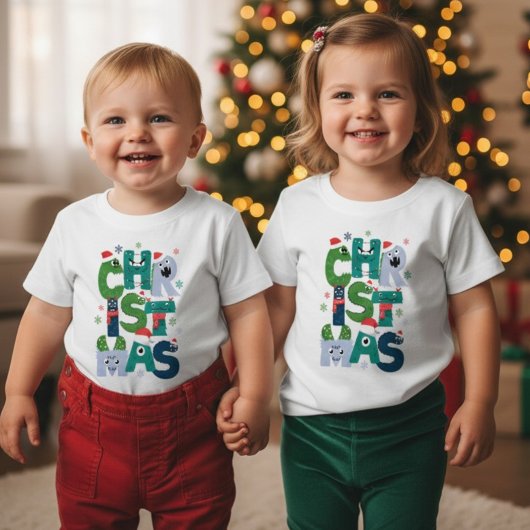 Grappige Monster Letters Kerst Peuter Schattig Vak