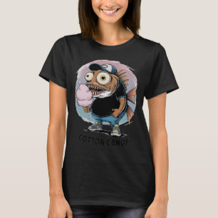 Grappige Monster Vis Eet Suikerspin – Eigenaardi T-shirt