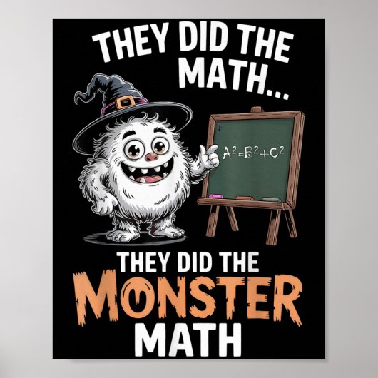 Grappige Monster Wiskunde Docent Halloween Yeti Ko Poster (Voorkant)
