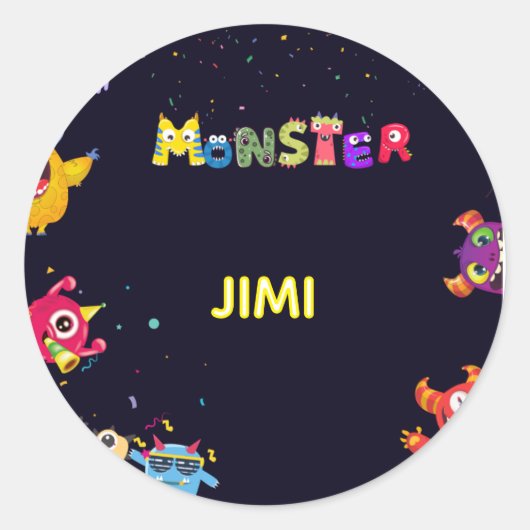 Grappige MonsterFeeststickers voor Kinderen Ronde Sticker (Voorkant)
