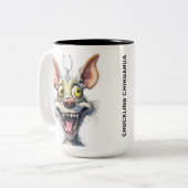 Grappige monsterhond: Chihuahua grinniken Tweekleurige Koffiemok (Voorkant links)