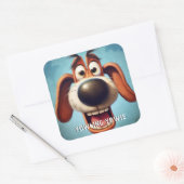 Grappige monsterhond: Yowling Yowie Vierkante Sticker (Envelop)